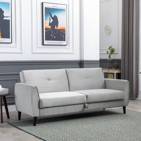 Modern PU Leather Loveseat with Storage Box ,Convertible Sofa Bed - 82"Wx33"Dx33"H