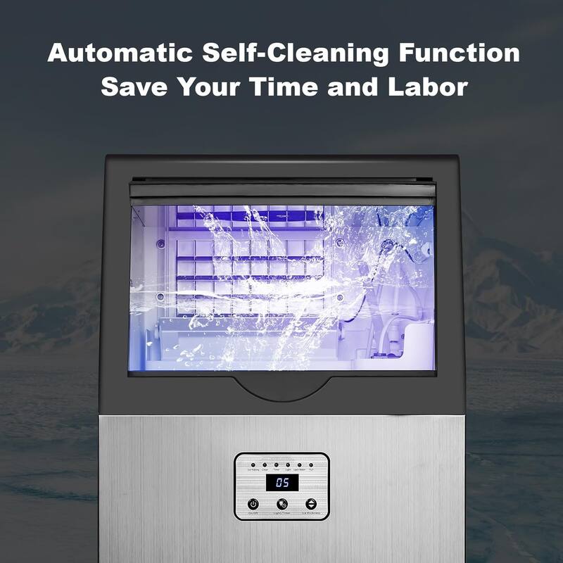 Commercial Ice Maker 100lbs/24H Ice Maker Machine Auto Self-Cleaning Digital Display Freestanding Ice Machine