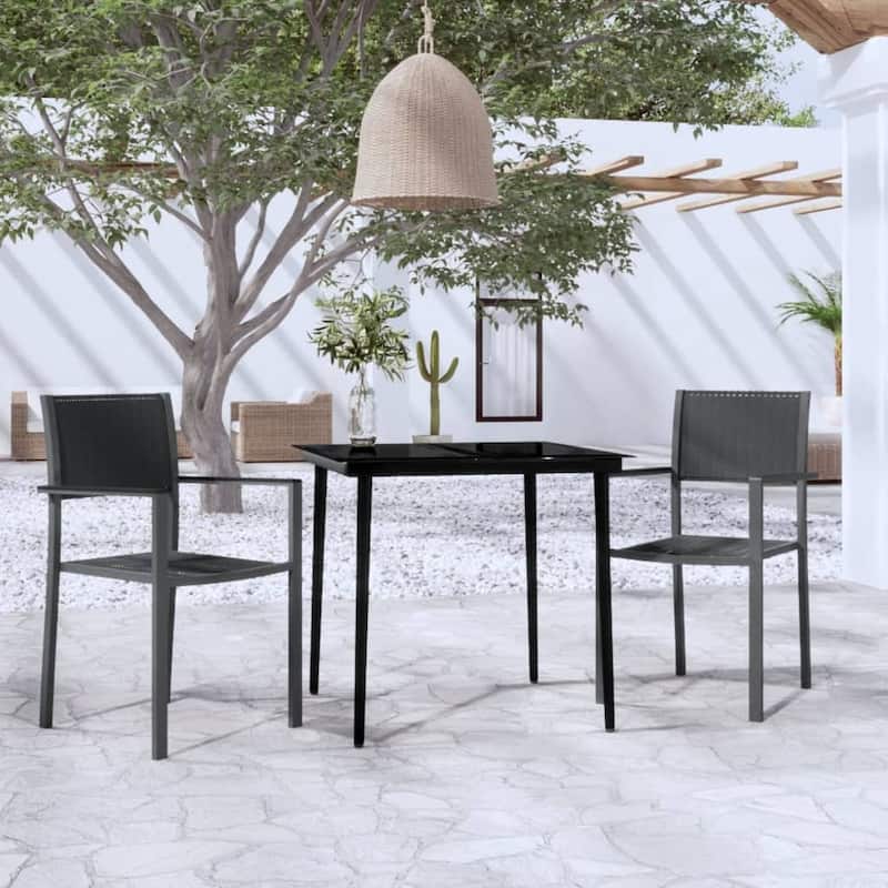 vidaXL Patio Dining Set Outdoor Dining Set Table and Chair Set for Garden - Black 3 Piece 31.5" x 31.5" x 29.1"
