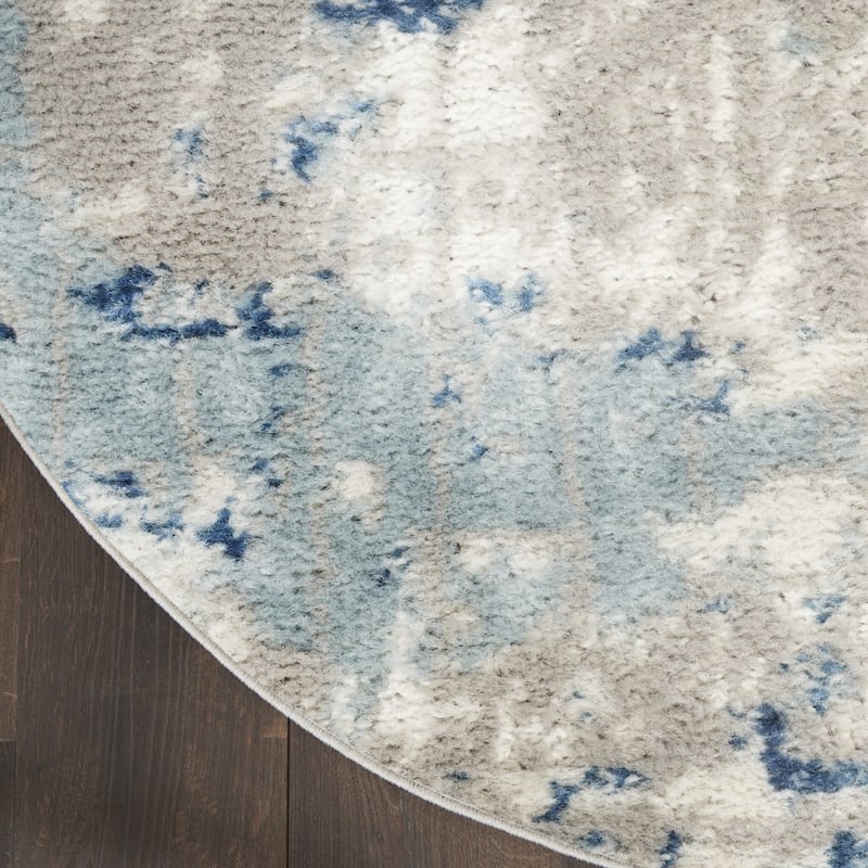 Rade Power Loomed Geometric Abstract Area Rug By HomeRoots - 5' Round