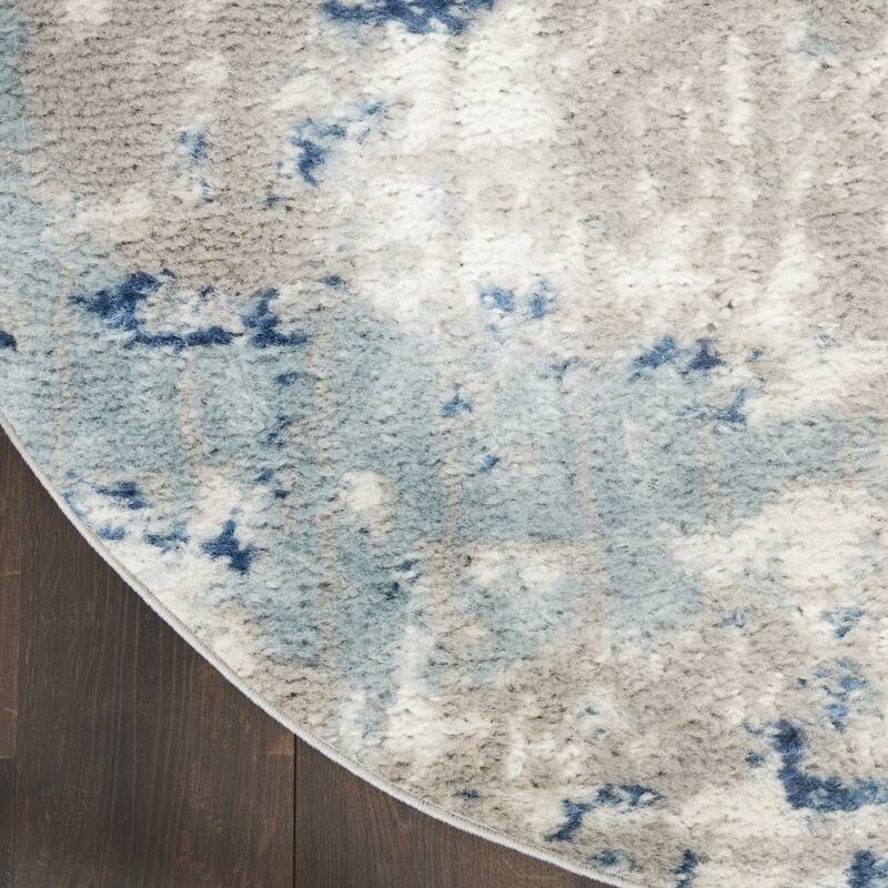 Rafic Power Loomed Geometric Abstract Area Rug By HomeRoots - 8' Round
