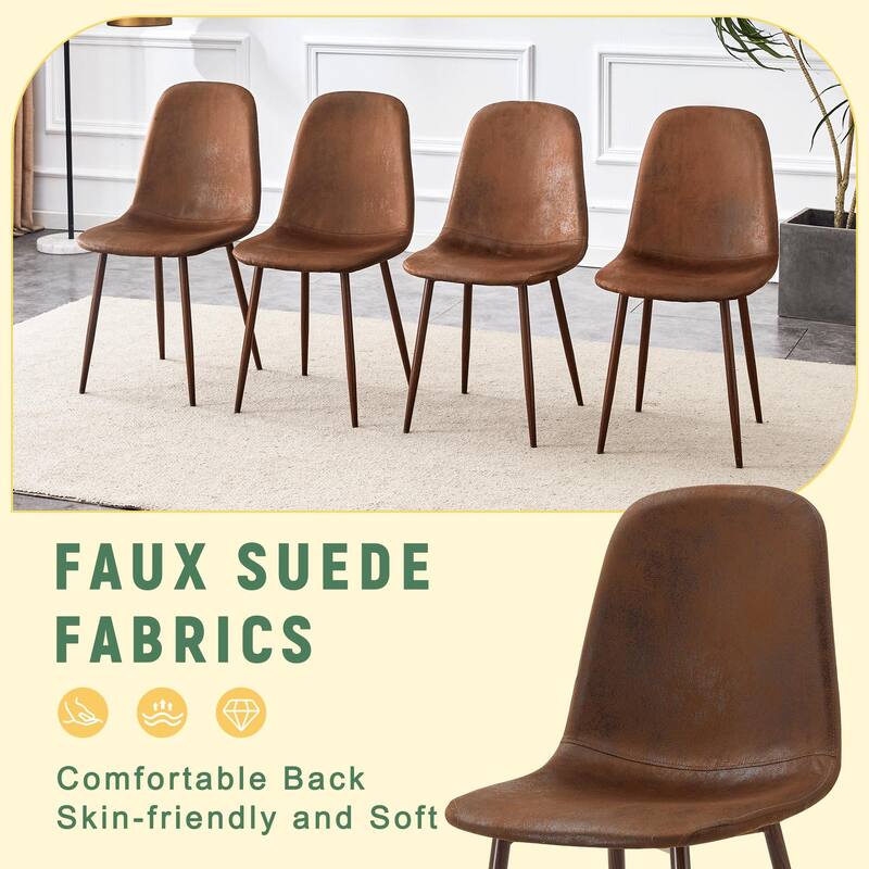 Set Of 4 Suede Backrest And Transfer Legs Chairs