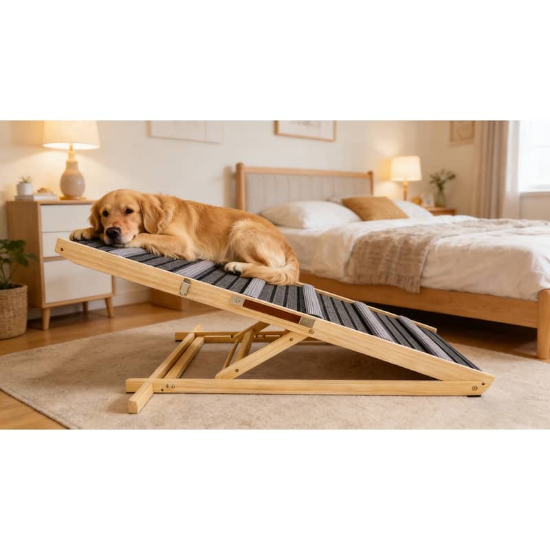 Dog Ramp for Couch, Small Dog Ramp for Sofa, 6 Adjustable Height from 14"to 25", Portable Stable Pet Steps with Non-Slip Pad