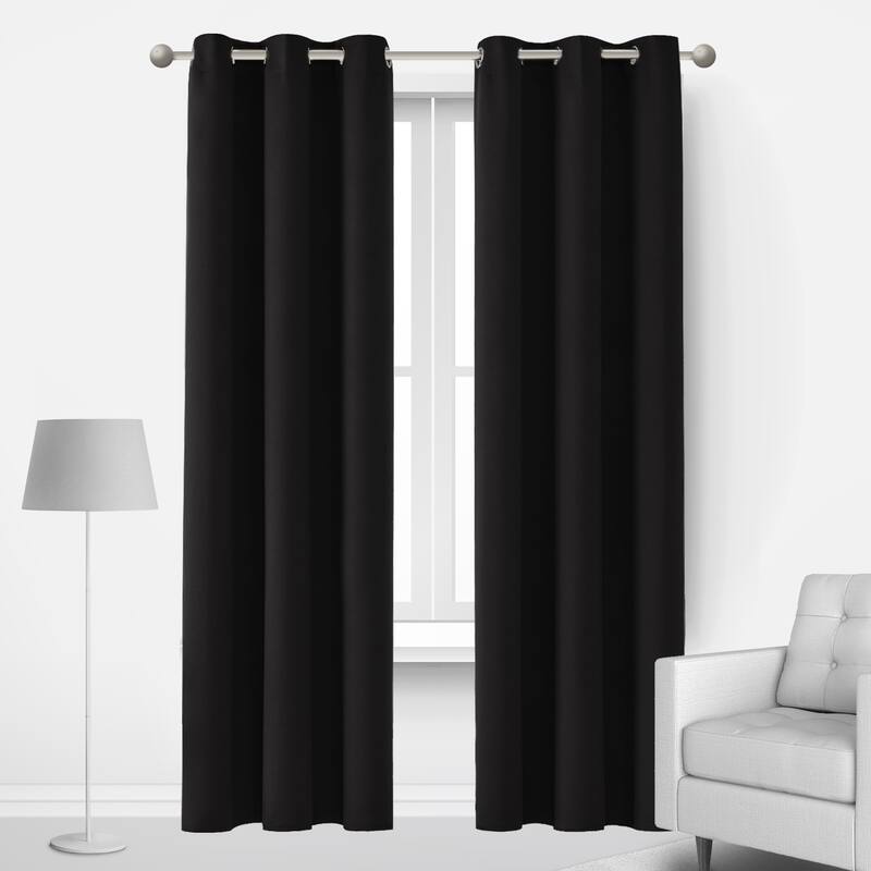 Deconovo Insulated 42 Width Curtain Panel Pair (2 Panel) - W42 x L84 Inch - Black