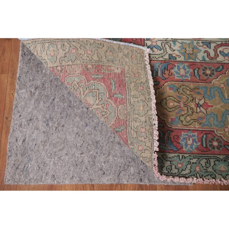 Hand Knotted Oriental 100% Wool Carpet Traditional Floral Pink Tabriz Area Rug - 12' 10'' X 9' 11''