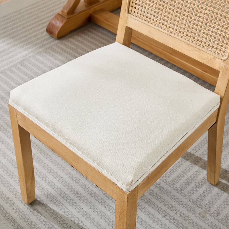 Farmhouse Rattan Dining Chairs Set of 2, Mid Century Modern Kitchen & Dining Room Chairs, Cane Upholstered Kitchen Side Chair