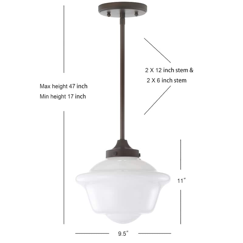 Cleo Adjustable Drop Metal/Glass LED Pendant, by JONATHAN Y