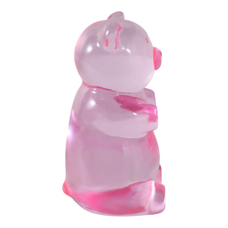 Resin Bear Figurine Boho Decor Bedroom Living Room Office - Pink - 6.75"