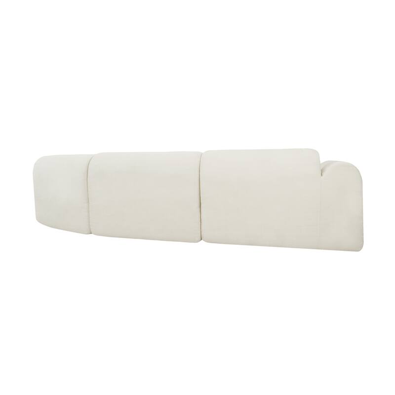 140" Polyester Curved Sectional Sofa - 3-Piece Set with Chaise Lounge (High-Density Foam, Fully Assembled)