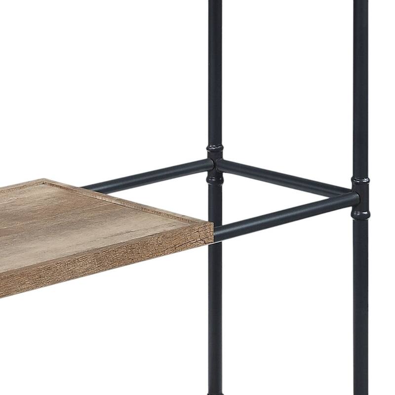 HomeRoots 65" Natural And Black Metal and Wood Five Tier Etagere Bookcase