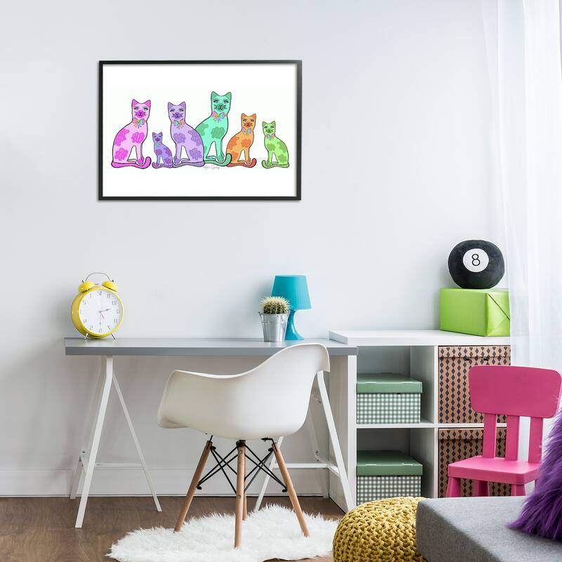 Stupell Funky Whimsical Cats Framed Giclee Art Design By Katie Conley
