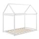 preview thumbnail 7 of 6, Twin House Bed Frame Solid Wood Kids Platform Floor Bed with Roof White