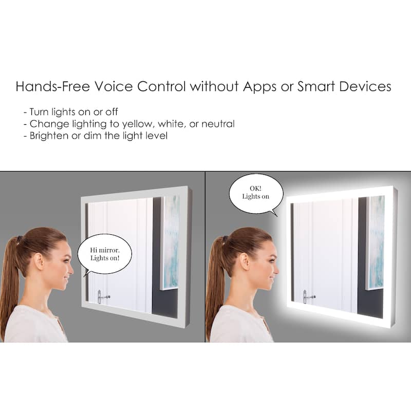 Angelina 30" x 36" LED Mirror - 30" x 36" - Smart Mirror with Voice Controls