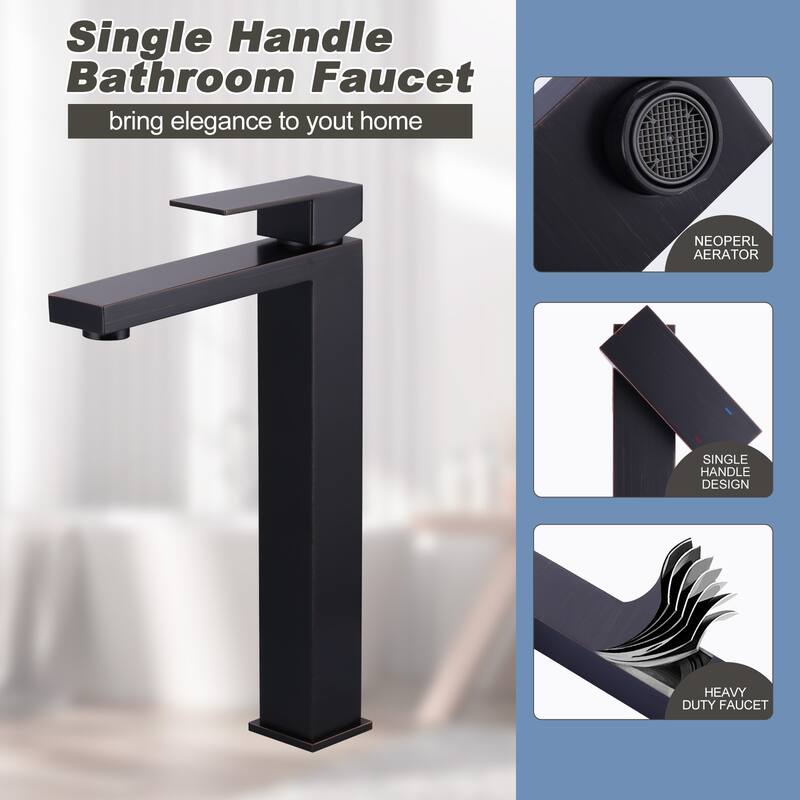 WOWOW Single Handle Single Hole High Arc Bathroom Vessel Faucet