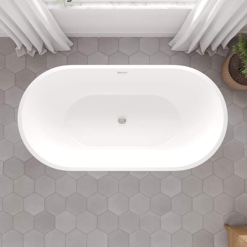 Eviva Aura White Acrylic Oval Freestanding Bathtub