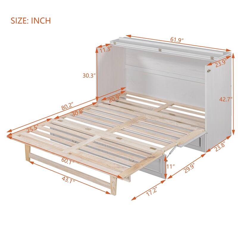 Murphy Bed with Versatile Storage & Large Drawers