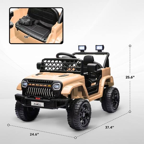 dimension image slide 4 of 6, 12V Kids Electric Car with Dual Motors, Remote Control, Music, and 60-Minute Run Time