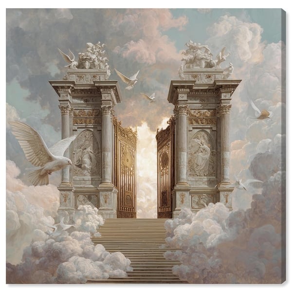 slide 2 of 12, Heavens Gates Christian Decor Canvas Print by Art Remedy 12" x 12"