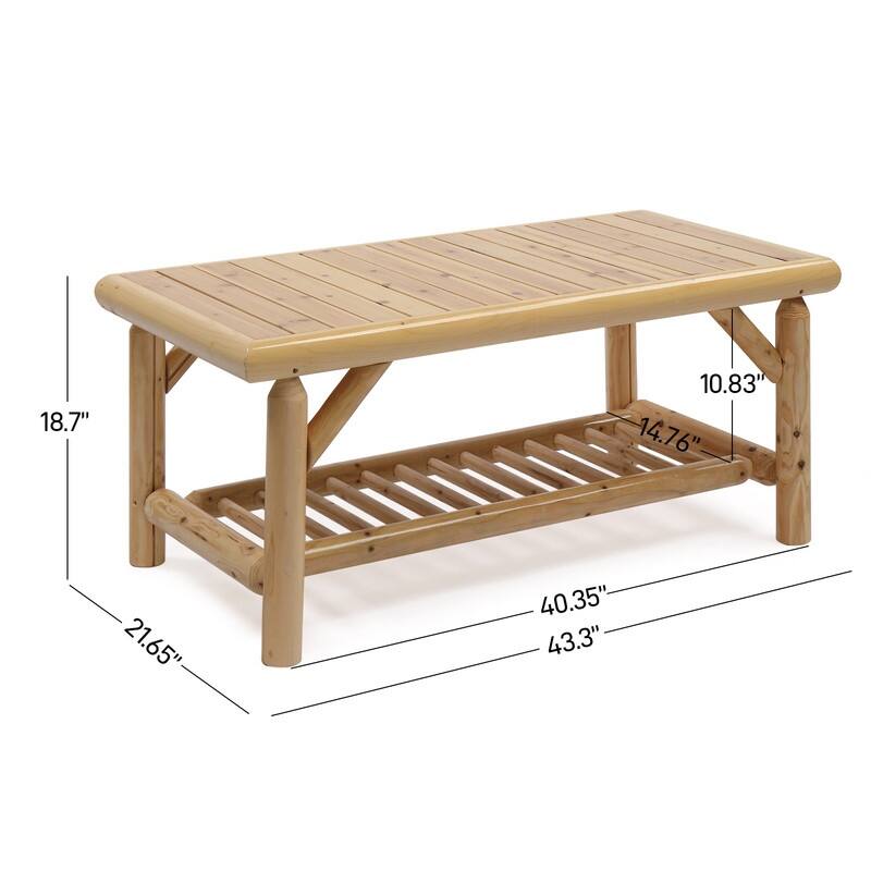 Cedar 4-Piece Wood Patio Conversation Set with Beige Cushions for Afternoon Tea & Conversation