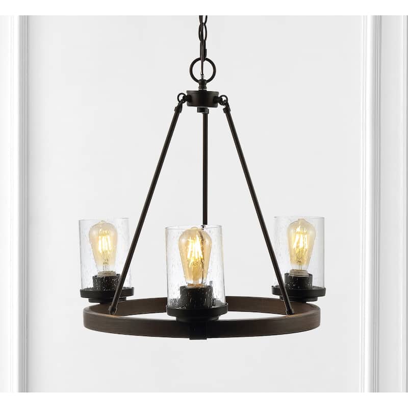 Athos Ring Iron/Seeded Glass Bohemian Cottae LED Chandelier, Oil Rubbed Bronze by JONATHAN Y