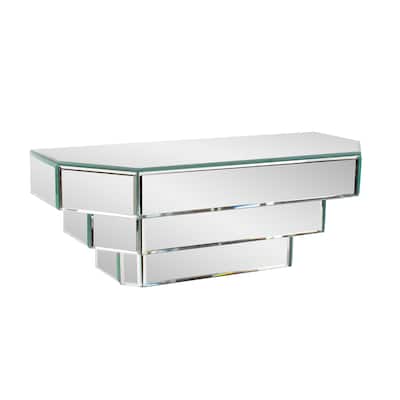 Allan Andrews Wood & Glass 3-Tier Floating Mirrored Wall Shelf - 16"W x 6"H x 7"D