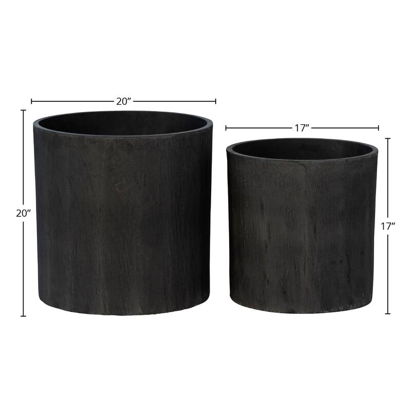 Village Lightweight Fiberstone Pot Planter, Grey (Set of 2)
