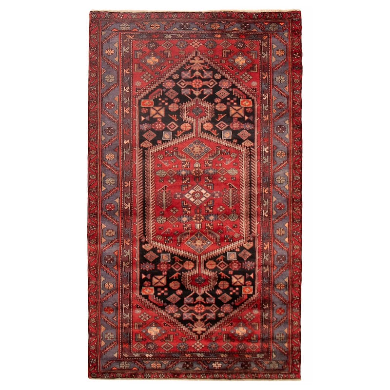 ECARPETGALLERY Hand-knotted Andelz Black, Red Wool Rug - 4'11 x 8'4 - Black/ Red - 4'11 x 8'4