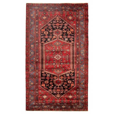 ECARPETGALLERY Hand-knotted Andelz Black, Red Wool Rug - 4'11 x 8'4