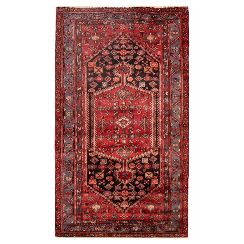 ECARPETGALLERY Hand-knotted Andelz Black, Red Wool Rug - 4'11 x 8'4