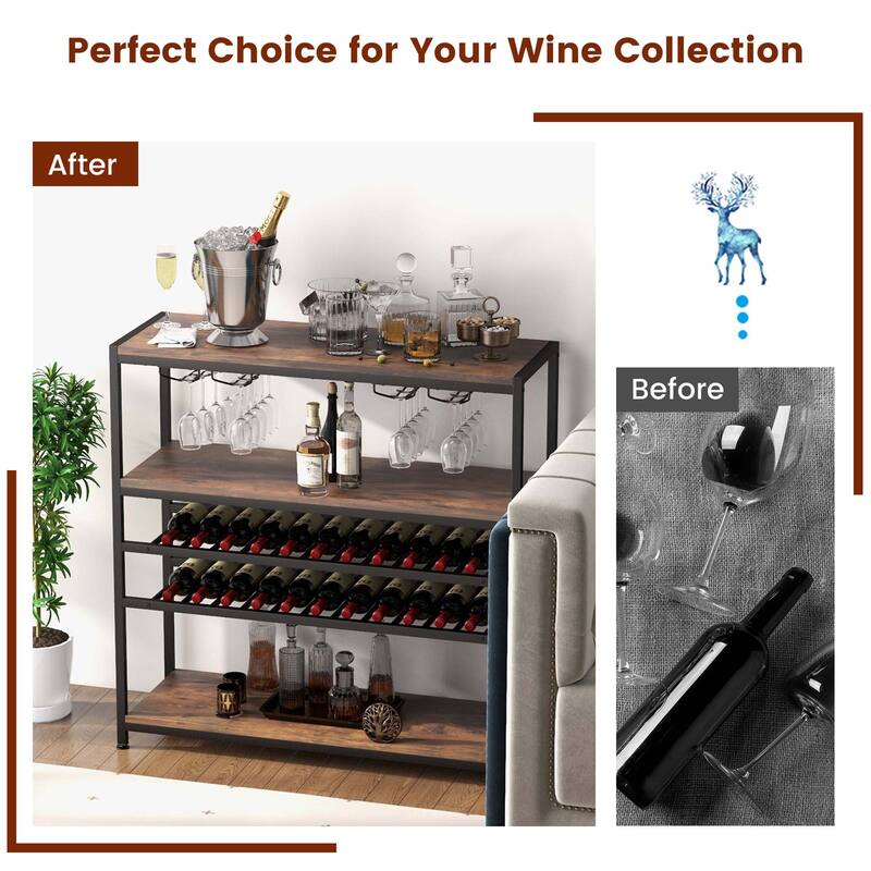 Costway Rustic 5-tier Wine Rack Table 22 Bottle Wine Cabinet - See Details
