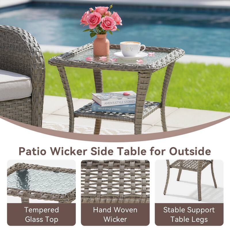 Pocassy Outdoor Patio Side Tables End Table for Swivel Chair