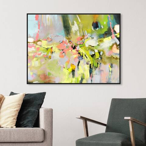 Oliver Gal 'Michaela Nessim - Energy and Breakthrough Bright' Abstract Wall Art Framed Canvas Print Paint - Green, Gray
