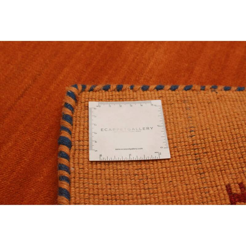 Kashkuli Gabbeh Burnt Orange Rug 4'11" x 4'10" - 4'11 x 4'10