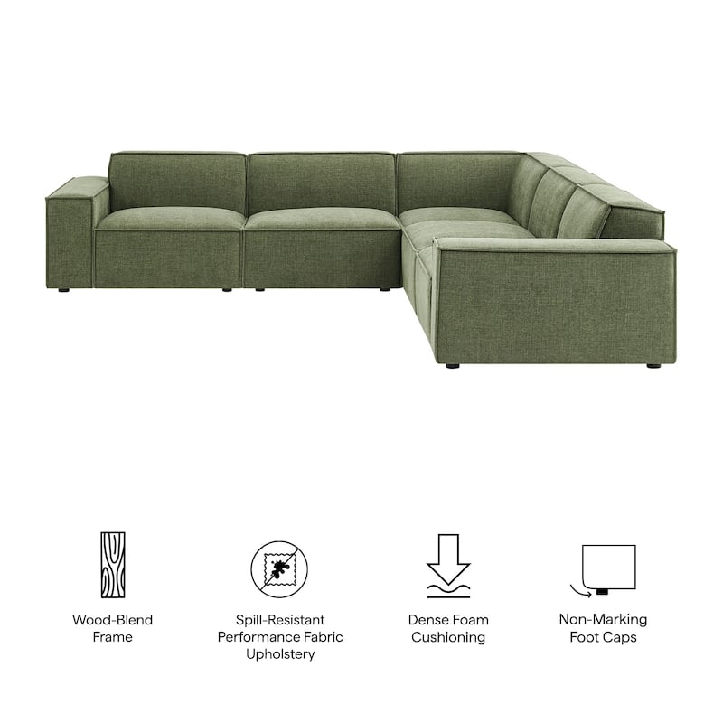 Restore 5-Piece Performance Fabric Upholstered Modular L-Shaped Sofa