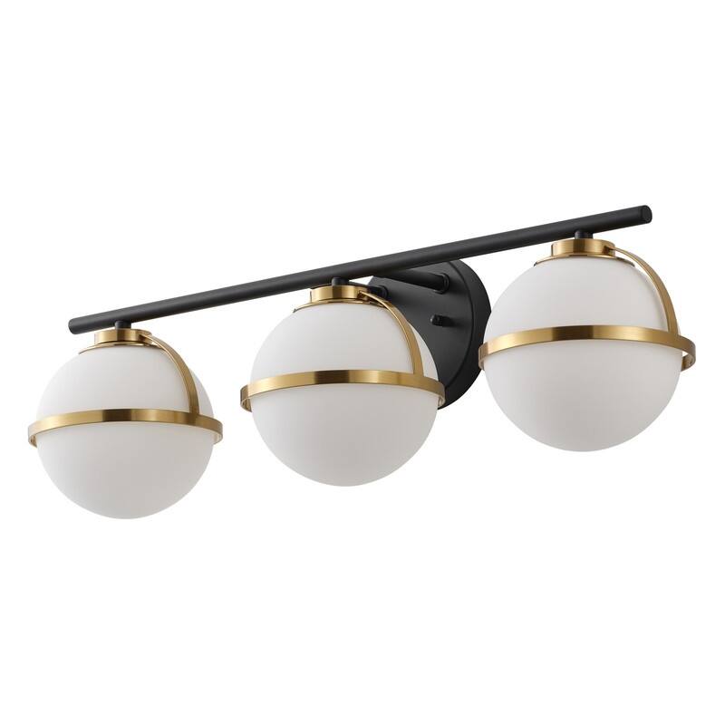 Aiwen Modern 3 Light Bathroom Vanity Light Matte Black Brushed Gold Opal Acid Etched Glass Globe Shades