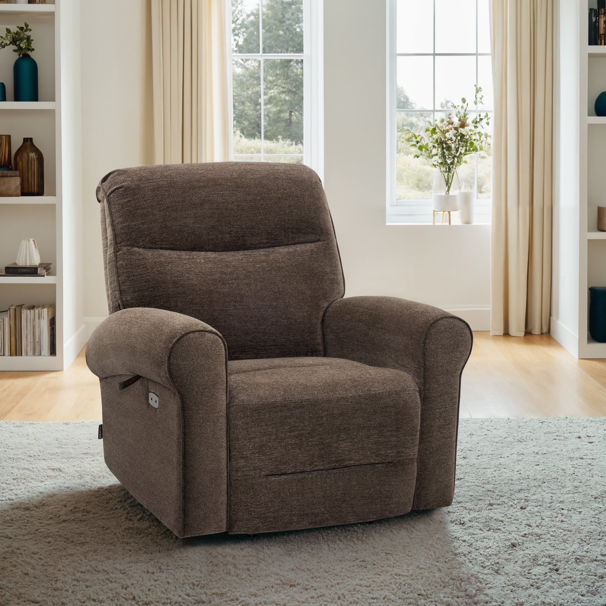 MCombo Dual Motor Power Lift Recliner Chair with Massage and Heat, USB Ports, Extended Footrest, Fabric