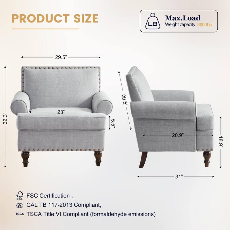 Upholstered Accent Chair with Soft Cushion