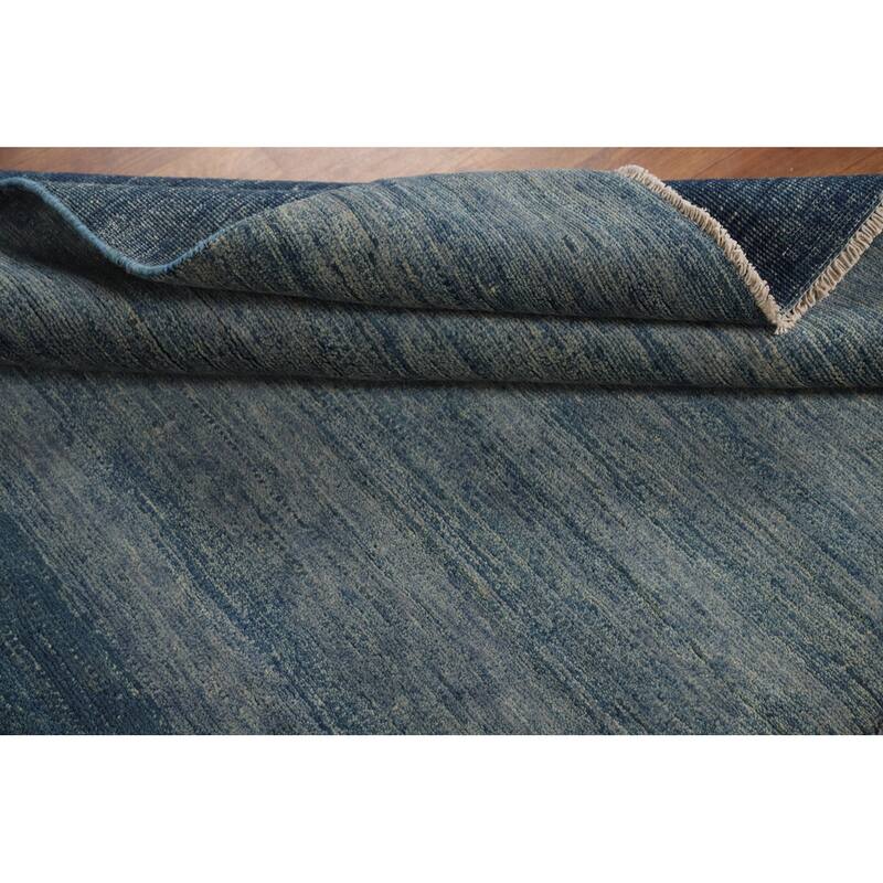 Blue Gabbeh Oriental Square Rug Handmade Wool Carpet - 4'1"x 4'3"