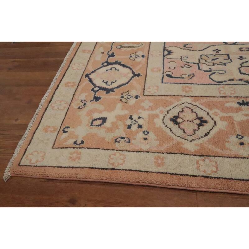 Hand Knotted Oriental 100% Wool Carpet Traditional Medallion Beige & Ivories Heriz (serapi) Area Rug - 9' 0'' X 5' 10''