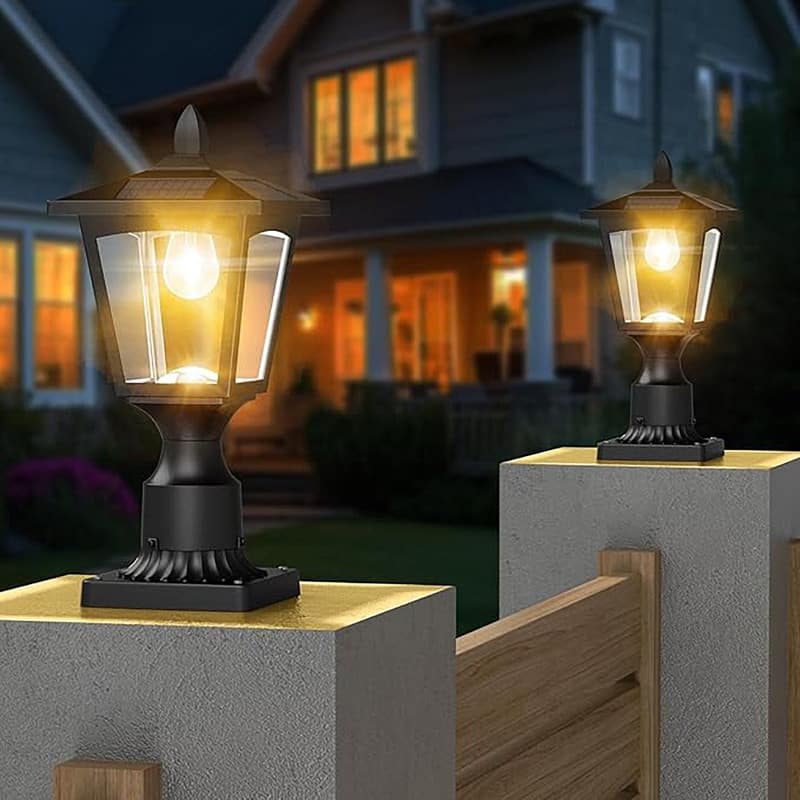 2 Pack Solar Post Lights Outdoor Waterproof IP44 Warm White LED Lamp for Garden - 15.75'' - 1 Light