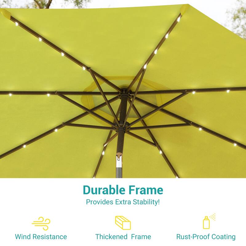 BONOSUKI LED Patio 9Ft Market Umbrella,Outside Deck Table Umbrella