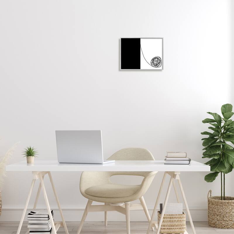 Stupell Simple Abstract Modern Black And White Scribble Framed Wall Art