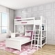 preview thumbnail 11 of 28, Max and Lily L Shaped Twin over Twin Bunk Bed with Bookcase and Desk White
