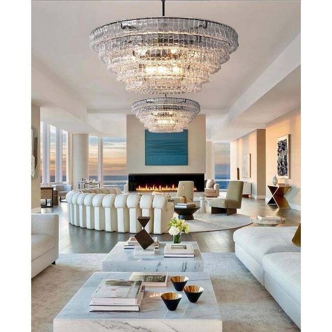 KAYLA 36 in. 6-Lights Gold Crystal Drum Chandelier