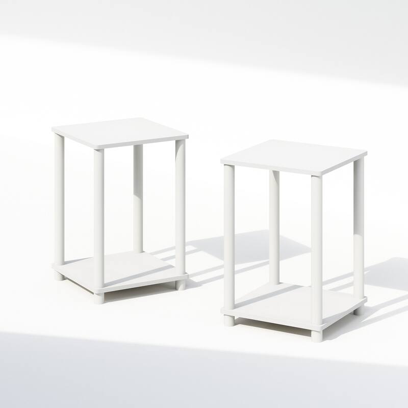 20 in. Tall White Wood 2-Shelf Bookcase