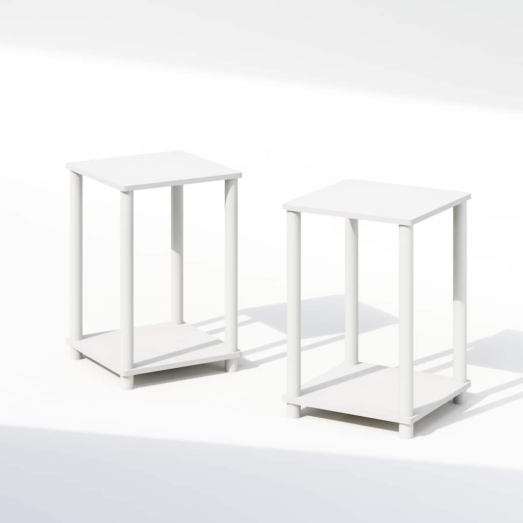 20 in. Tall White Wood 2-Shelf Bookcase