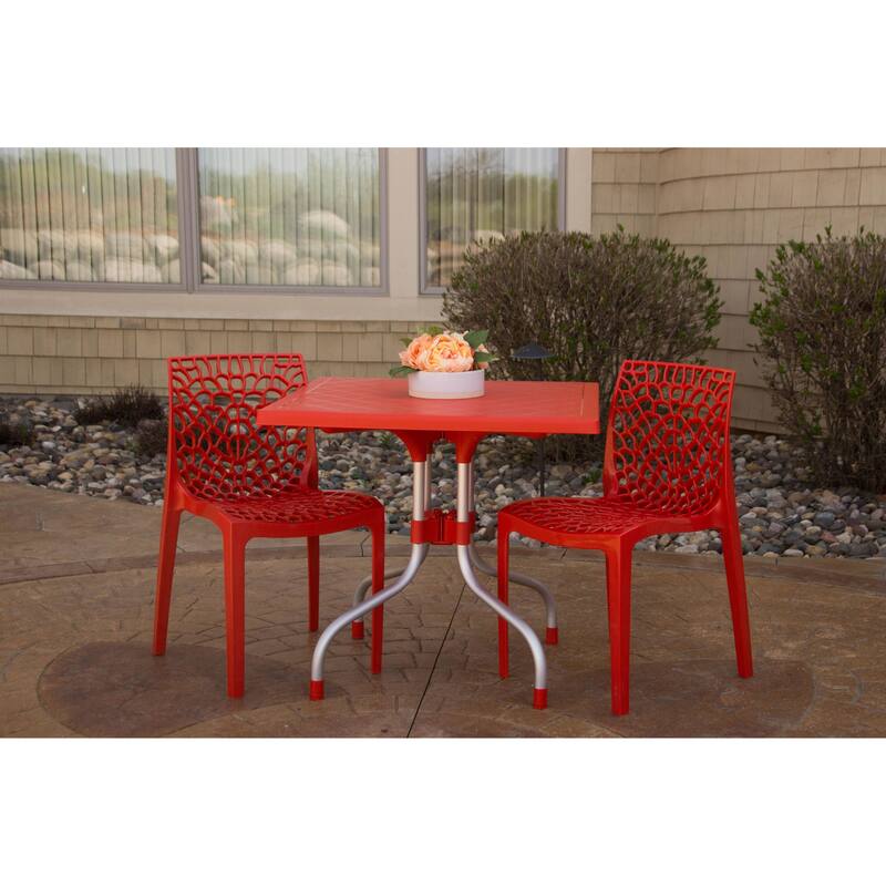 Lyra Square Table and Karissa Patio Chairs 3-Piece Outdoor Lounge Set