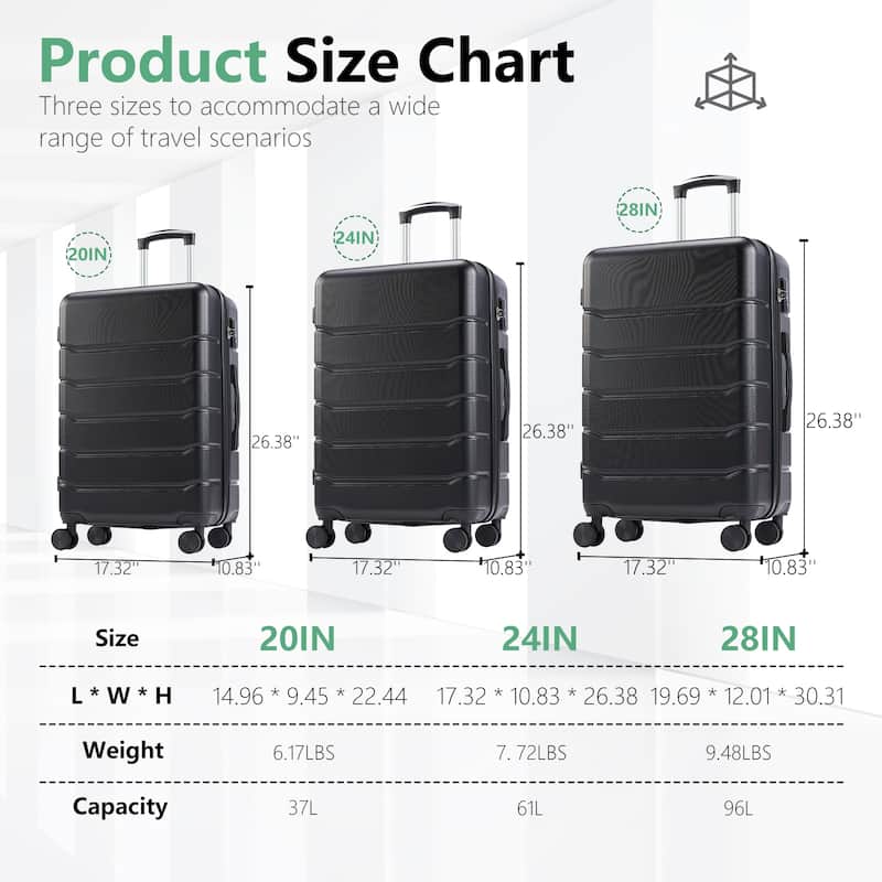 Carry on Luggage Hard Shell Lightweight Expandable Rolling Suitcase with Spinner Wheels TSA Lock and Retractable Handle