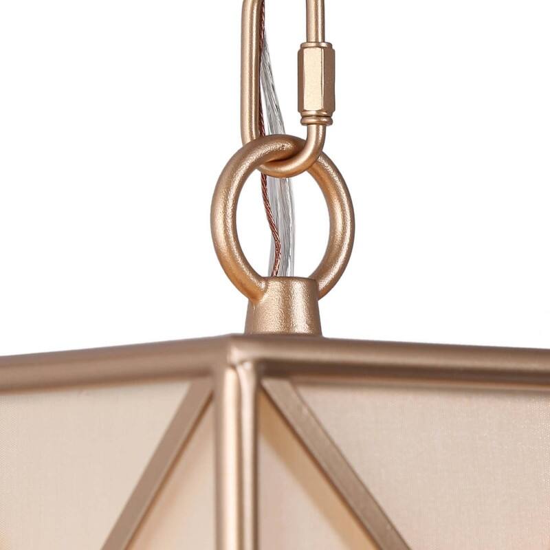 Bella Modern Farmhouse 1-Light Gold Frame Island Pendant Lights with Fabric Shade for Dining Room