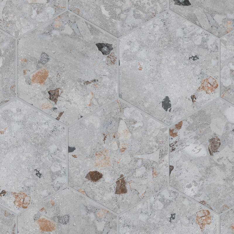 Merola Tile Recycle Hex River Multicolor 8-1/2" x 9-7/8" Porcelain Floor and Wall Tile